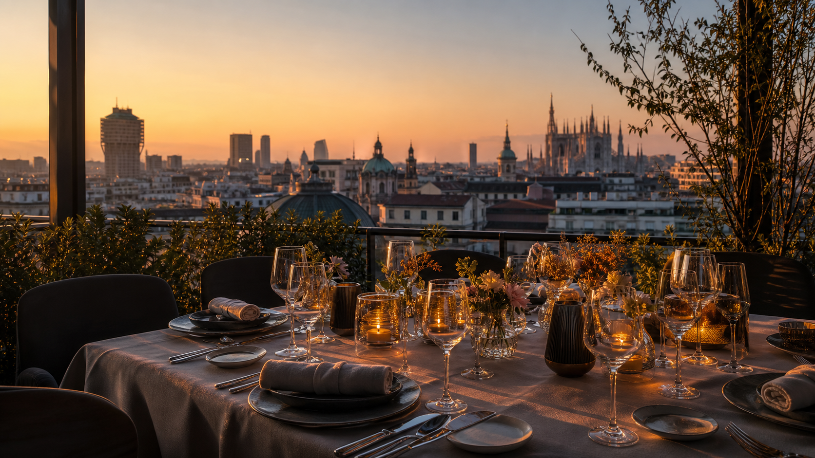 Cena di gala sul rooftop di Milano